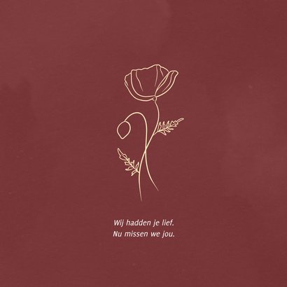Rode waterverf rouwkaart met klaproos 2
