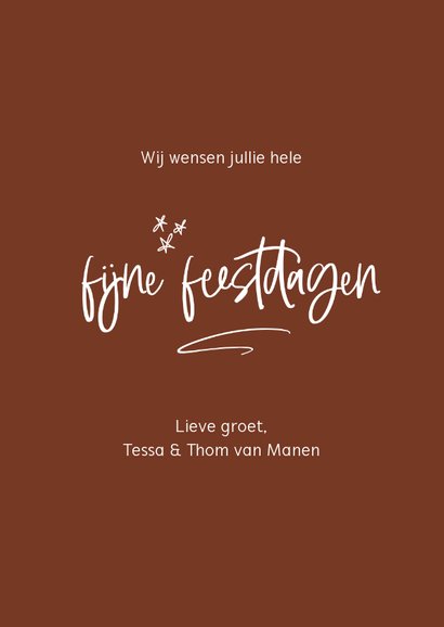 Roestbruine kerstkaart met handgeschreven teksten 3