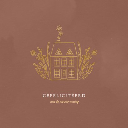 Roestkleurige verhuis-felicitatie illustratie huisje 2