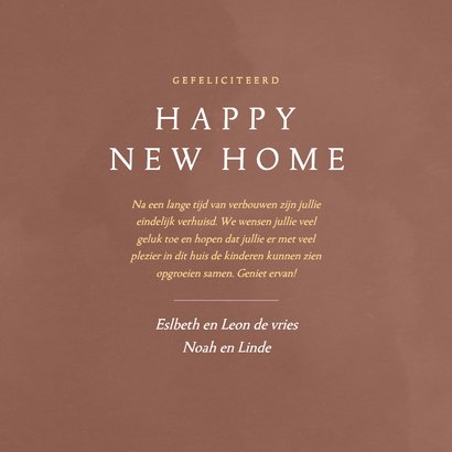 Roestkleurige verhuis-felicitatie illustratie huisje 3