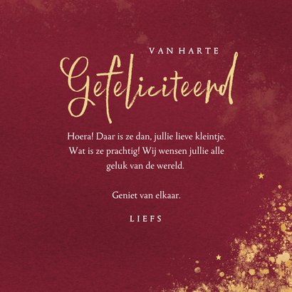 Rood waterverf geboorte felicitatiekaartje een meisje 3