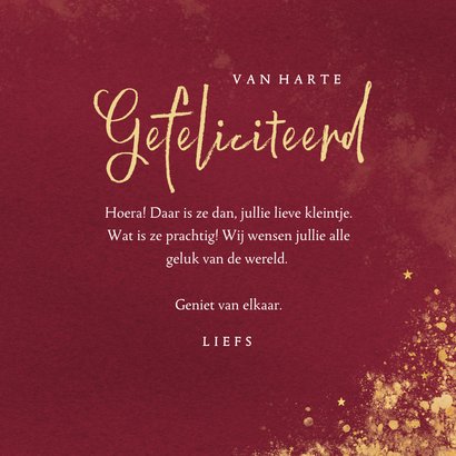 Rood waterverf geboorte felicitatiekaartje een meisje  3