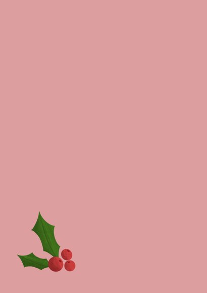 Rose botanische kerstkaart met snoep Achterkant