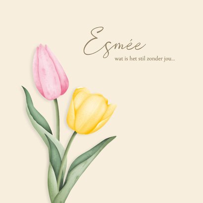 Rouw bedankkaartje aquarel tulpen 2