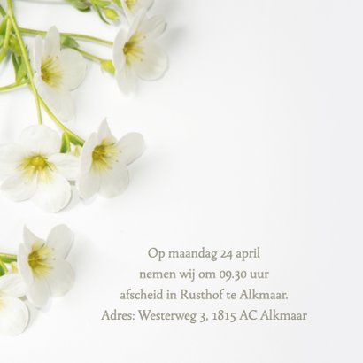 Rouwkaart aankondiging bloemen 2