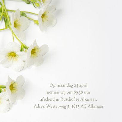 Rouwkaart aankondiging bloemen 2