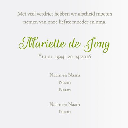 Rouwkaart aankondiging bloemen 3
