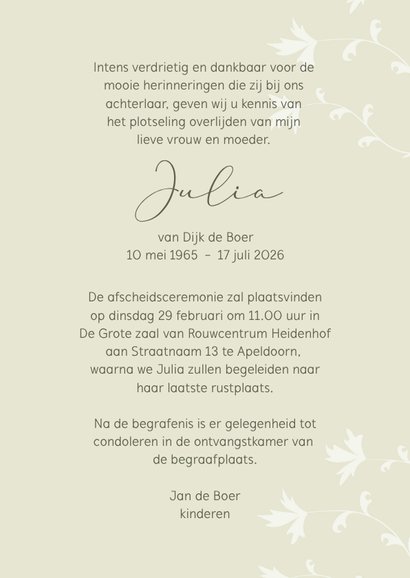 Rouwkaart aquarelbloemen 3