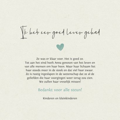 Rouwkaart bedankt het is goed zo 3