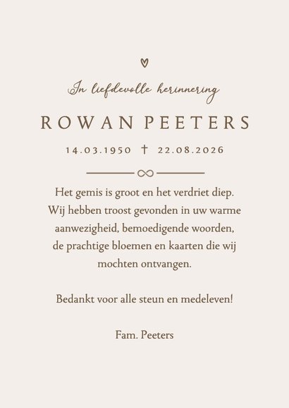 Rouwkaart bedankt line art gerbera bloem stijlvol 3