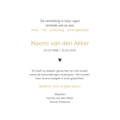 Rouwkaart bedankt Om voor altijd van te houden 3