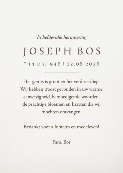 Rouwkaart bedankt orchidee bloemen klassiek stijlvol 3