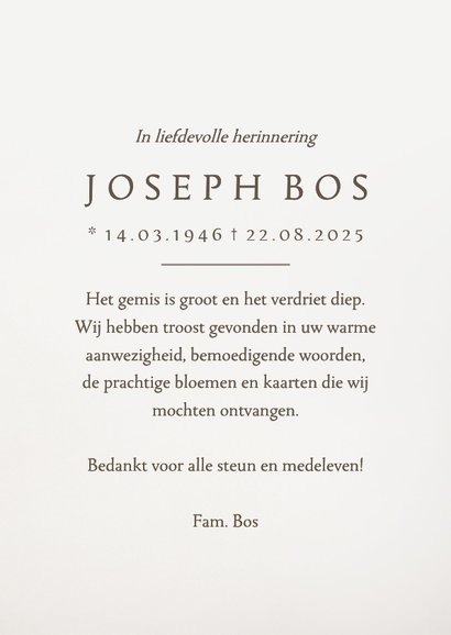 Rouwkaart bedankt orchidee bloemen klassiek stijlvol 3