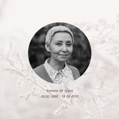 Rouwkaart bedankt winterse natuurfoto paarse tint 2