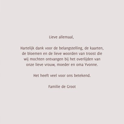 Rouwkaart bedankt winterse natuurfoto paarse tint 3