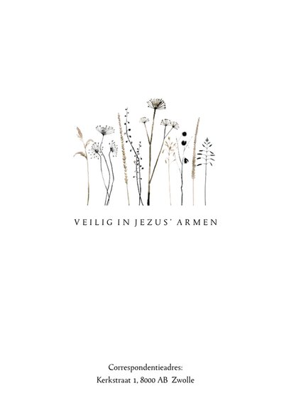 Rouwkaart beige droogbloemen 2