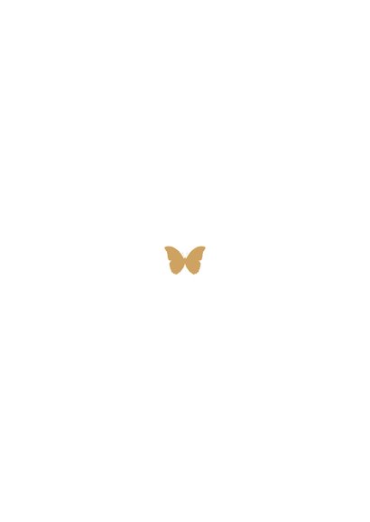 Rouwkaart bidprent veldbloemen goud line art vlinder Achterkant