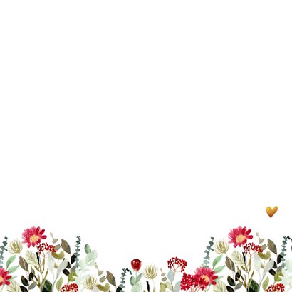 Rouwkaart - bloemen met foto Achterkant