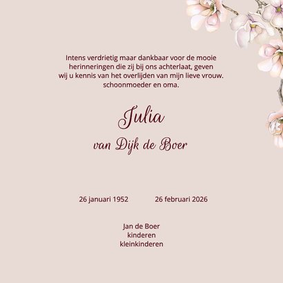 Rouwkaart bloesem vlinder 3