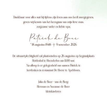 Rouwkaart botanische takken vlinder 3