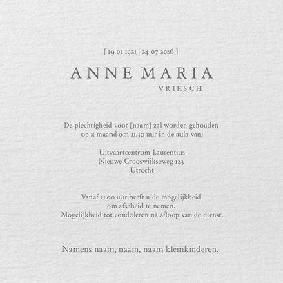 Rouwkaart - chique met bloem  waterverf 3