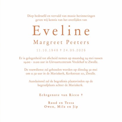 Rouwkaart droogbloemen line art zand 3