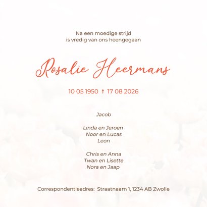 Rouwkaart foto oranje tulpen 3