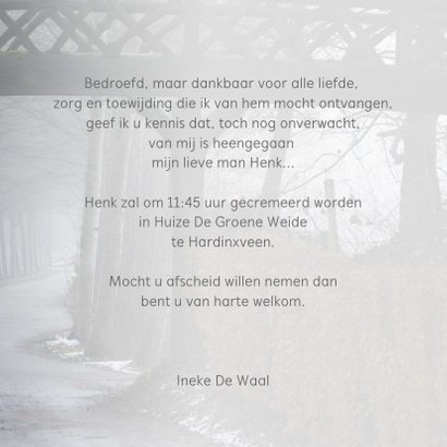 Rouwkaart foto weg onder brug 3