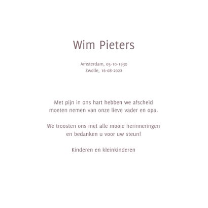 rouwkaart foto witte roos 3
