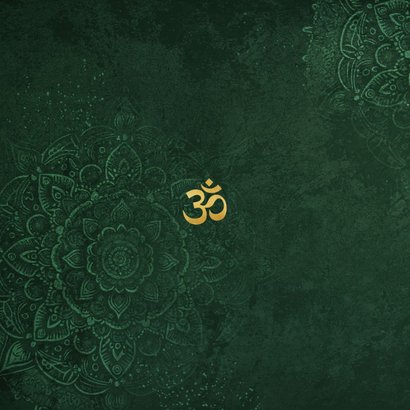 Rouwkaart Hindoestaans mandala patroon groen Achterkant