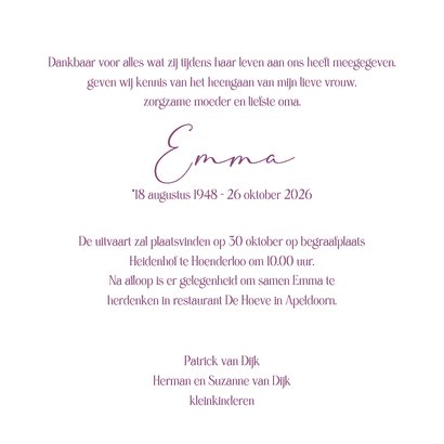 Rouwkaart hortensia's met vlinder 3