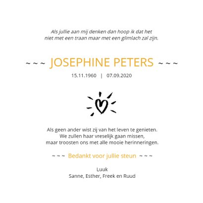 Rouwkaart Ik heb genoten van het leven zwart-wit 3