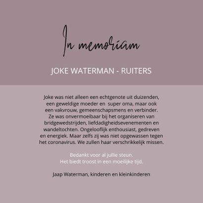 Rouwkaart In memoriam met foto 3