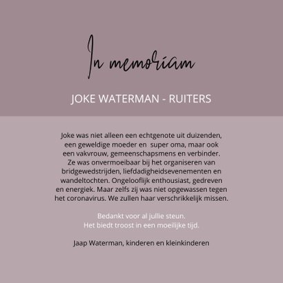 Rouwkaart In memoriam met foto 3