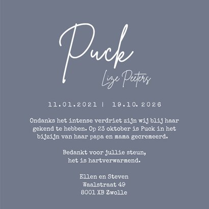 Rouwkaart kind regenboogjes wolkjes confetti 3