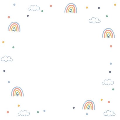 Rouwkaart kind regenboogjes wolkjes confetti Achterkant