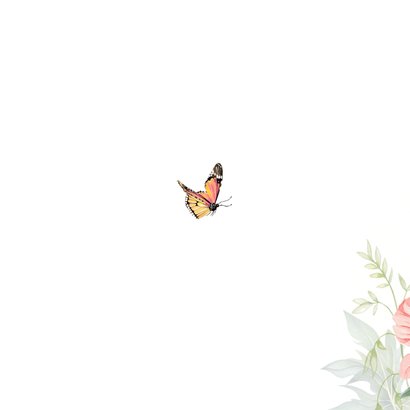Rouwkaart klaprozen vlinder Achterkant