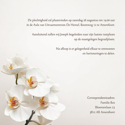 Rouwkaart klassiek neutraal orchidee beige zand 2