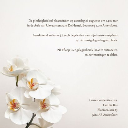 Rouwkaart klassiek neutraal orchidee beige zand 2