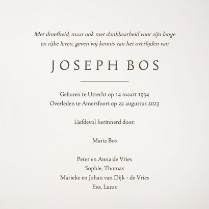 Rouwkaart klassiek neutraal orchidee beige zand 3