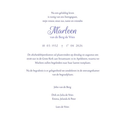 Rouwkaart lavendel foto 3