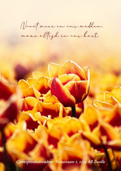 Rouwkaart man met tulpenveld  2