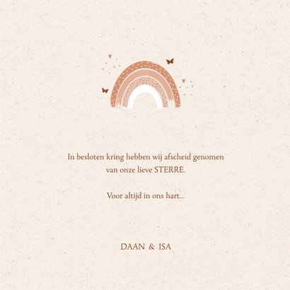 Rouwkaart meisje regenboog 3