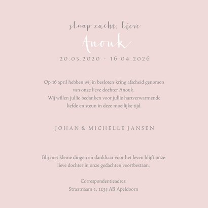 Rouwkaart meisje wolkje regenboog 3