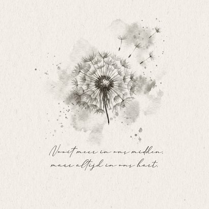 Rouwkaart met aquarel paardenbloem 2