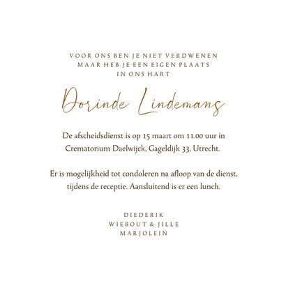 Rouwkaart met aquarel zon en subtiele handgetekende bloemen 3