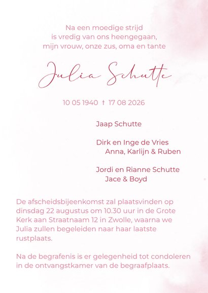 Rouwkaart met bloesem aquarel 3