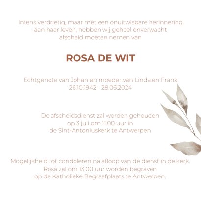 Rouwkaart met botanische tekeningen 3