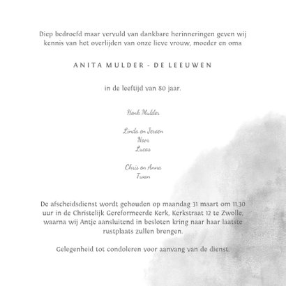 Rouwkaart met duif van bloemen met waterverf 3
