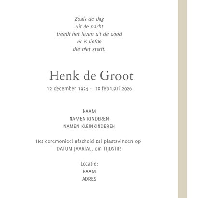 Rouwkaart met foto (kleur naar keuze) 3